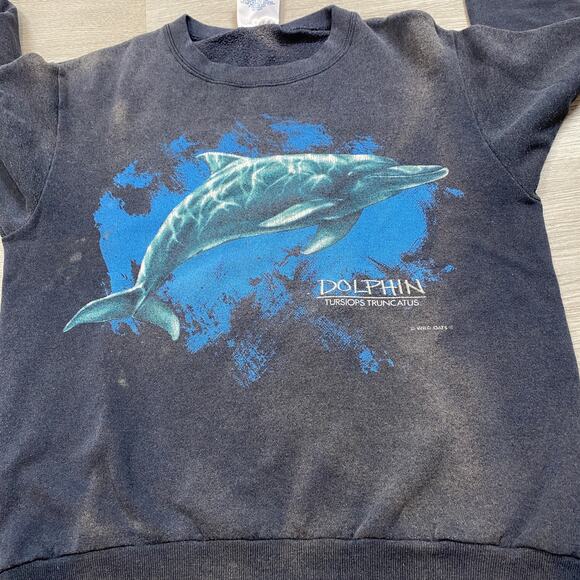 Vintage 80s Wild Oats Dolphin Crewneck Sweatshirt Men's M - Picture 9 of 10